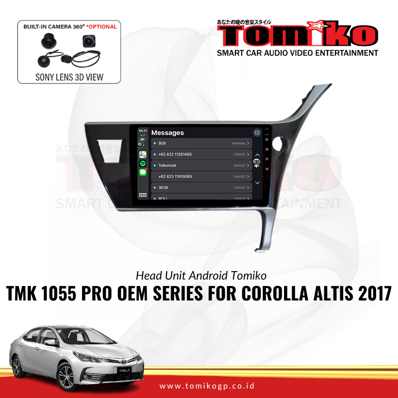 Head Unit Android Tomiko TMK 1055 PRO OEM Series for Corolla Altis 2017